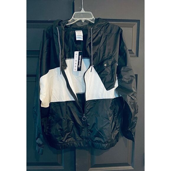 Core 10 by Reebok Women's Plus Size Oversized Color Block Woven Hooded Jacket - Picture 3 of 5